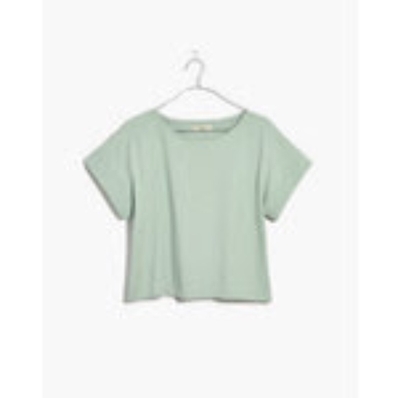 Madewell Boxy Crop Boatneck Tee in Sage Mist - Picture 4 of 4